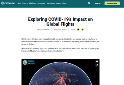 Exploring COVID-19's Impact on Global Flights
By Omar Shehata on March 13, 2020 @ Cesium